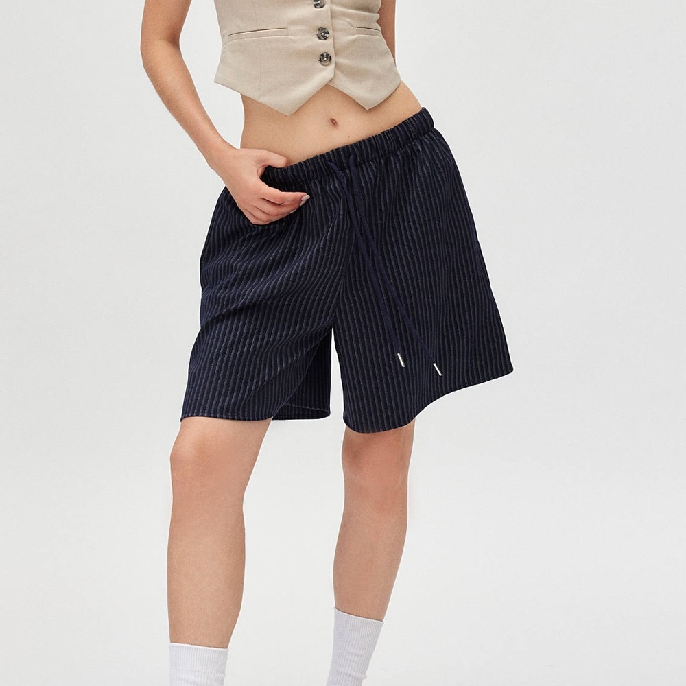 Urban Renewal Dark Blue Pinstripe Women's Bermudas